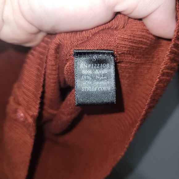 Mak Womens Cardigan Sweater Red Orange Rust Button Up Stretch Long Sleeve Sz S - Picture 5 of 6